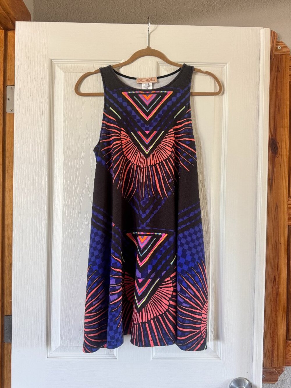 Mara Hoffman swing dress in Rainbow Palm black sleeveless size S